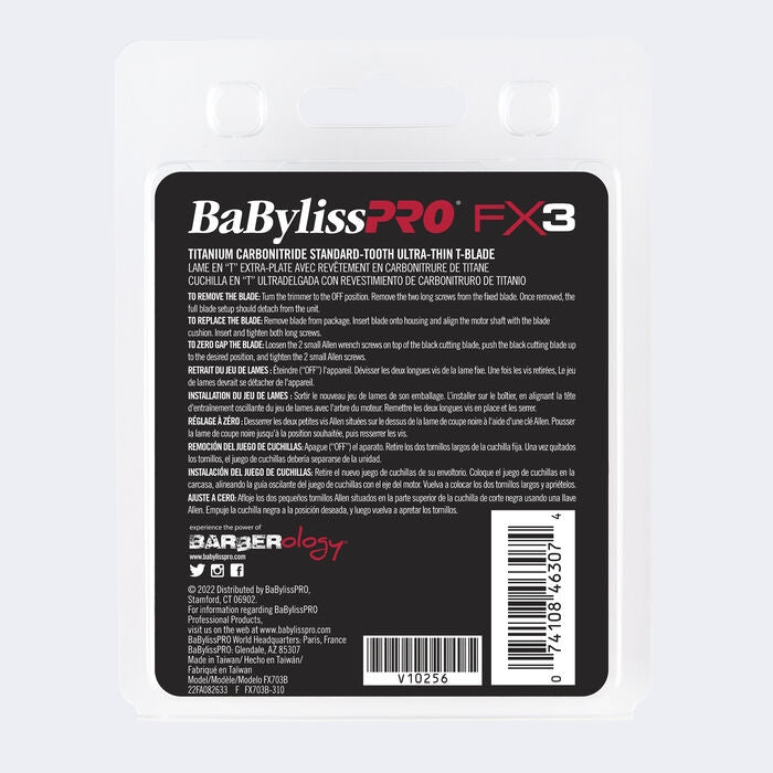 BaBylissPRO FX3 Titanium Carbon-Nitride Standard-Tooth Ultra-Thin Replacement T-Blade (FX703B) — image 7