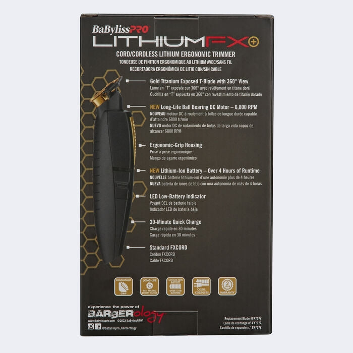 BaBylissPRO Cord-Cordless Lithium FX+ Ergonomic Trimmer (FX773N) — image 5