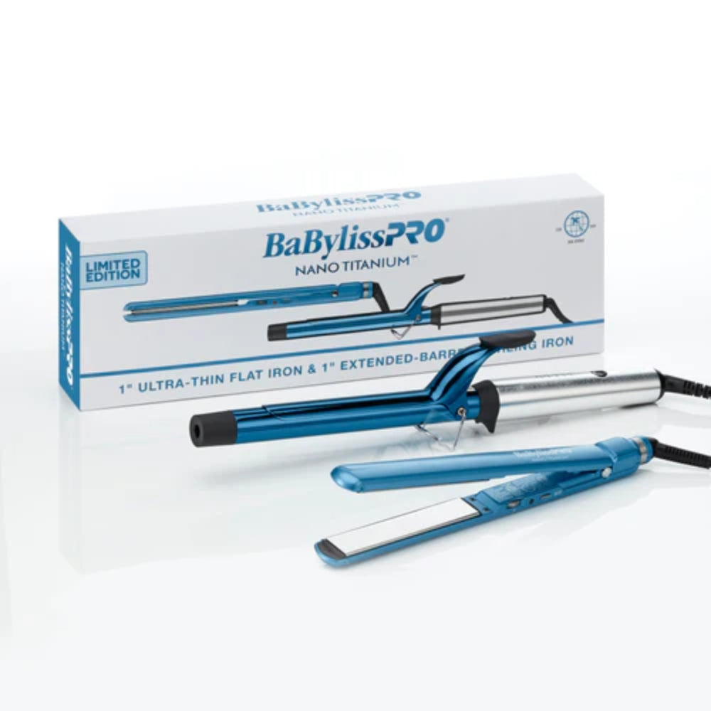 Babyliss Pro Nano Titanium 1" Extended Barrel Curling Iron & 1" Ultra-Thin Flat Iron Value Pack (BNTPP62UC) — image 1