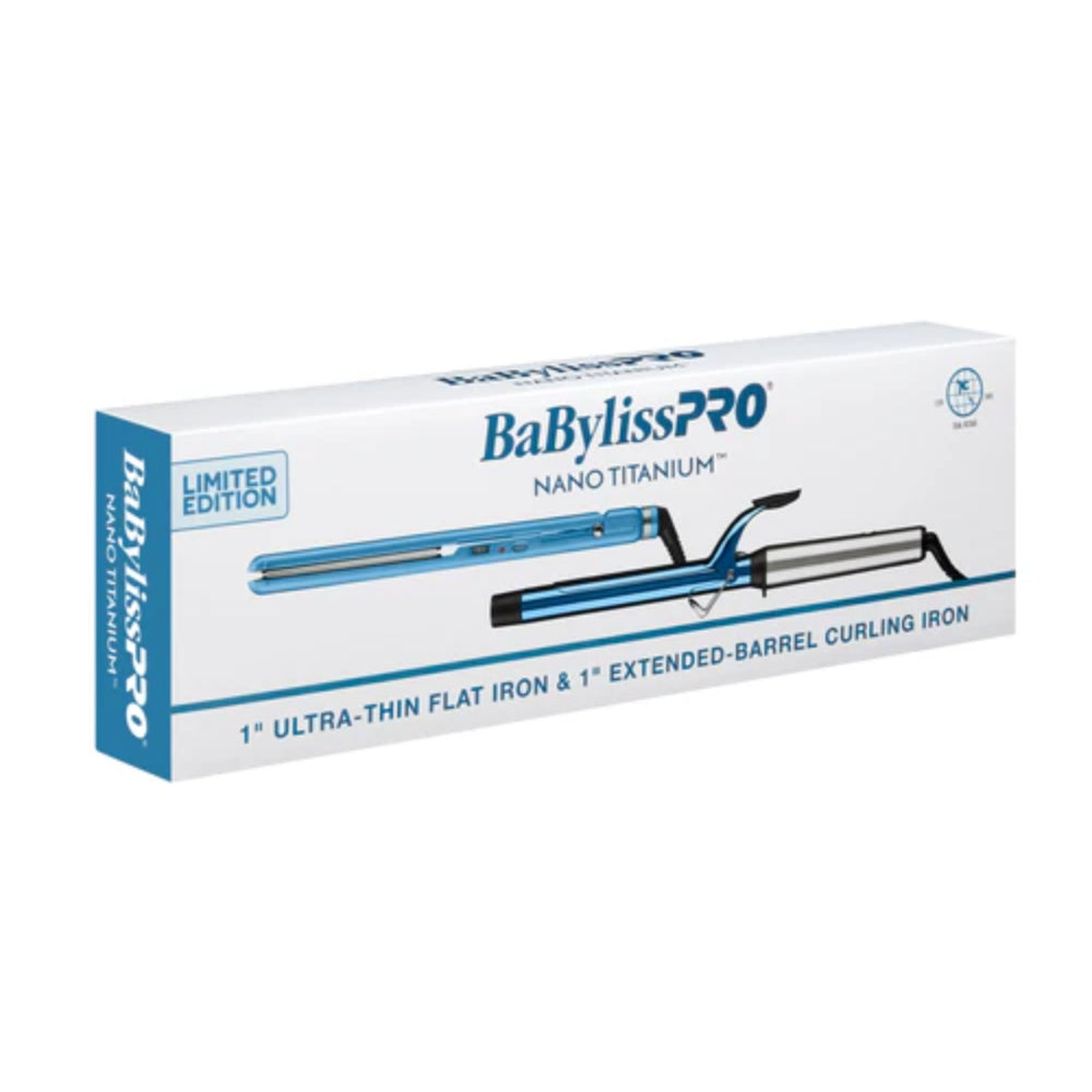 Babyliss Pro Nano Titanium 1" Extended Barrel Curling Iron & 1" Ultra-Thin Flat Iron Value Pack (BNTPP62UC) — image 2