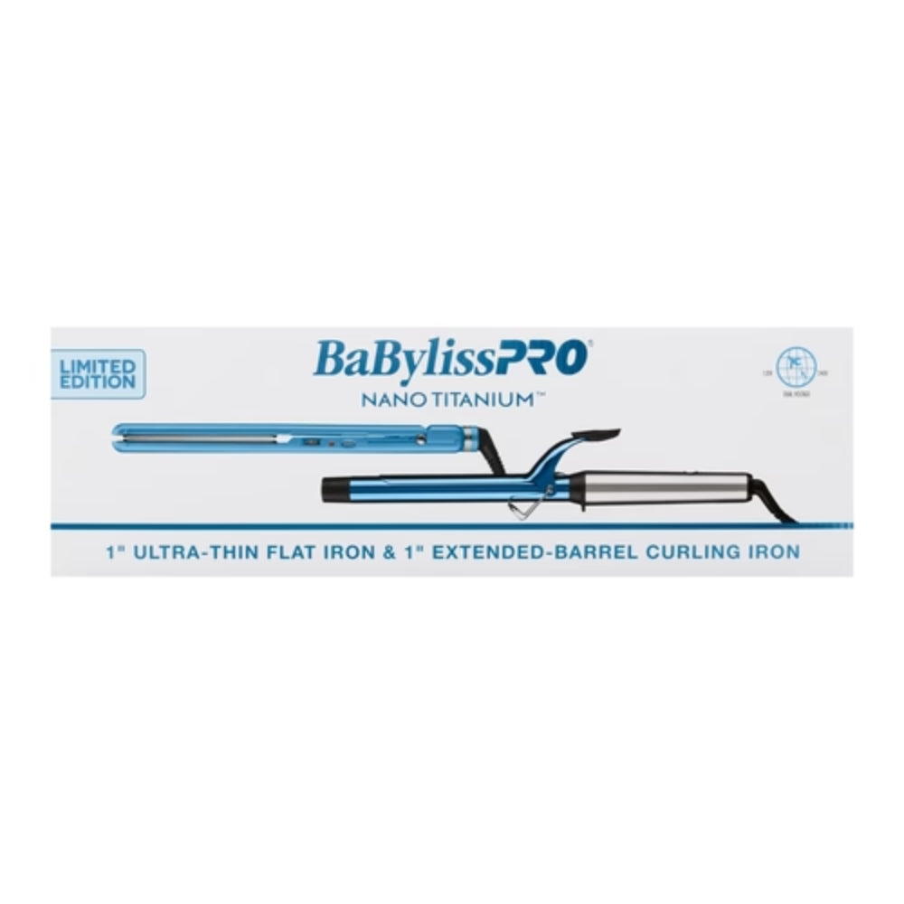 Babyliss Pro Nano Titanium 1" Extended Barrel Curling Iron & 1" Ultra-Thin Flat Iron Value Pack (BNTPP62UC) — image 4
