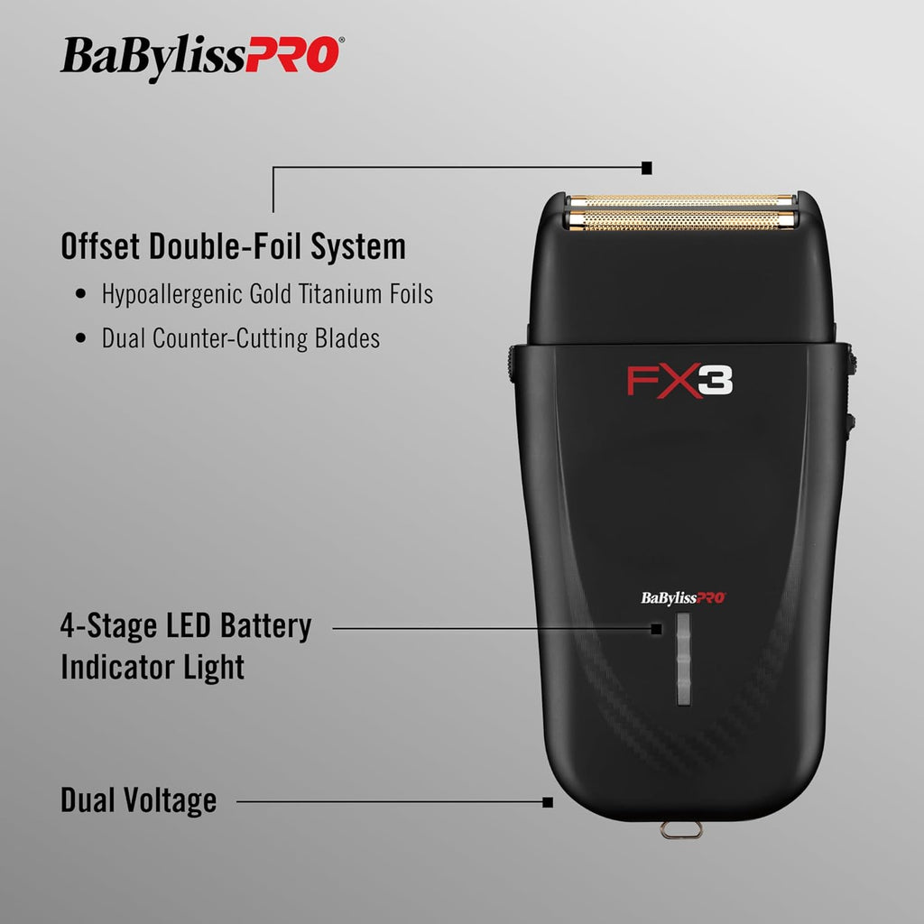 BaBylissPRO FX3 Matte Black Professional High Speed Foil Shaver (FXX3SB) — image 4