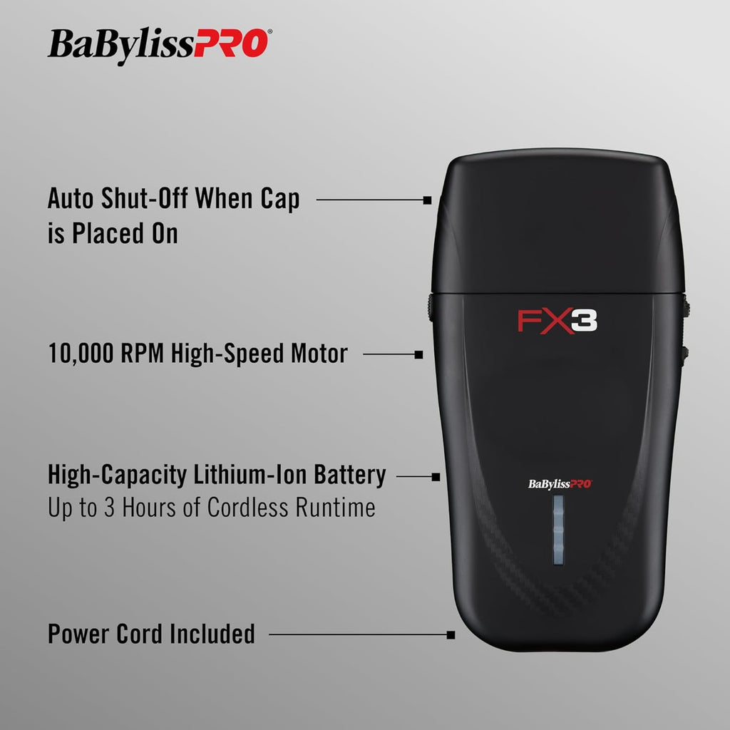 BaBylissPRO FX3 Matte Black Professional High Speed Foil Shaver (FXX3SB) — image 5