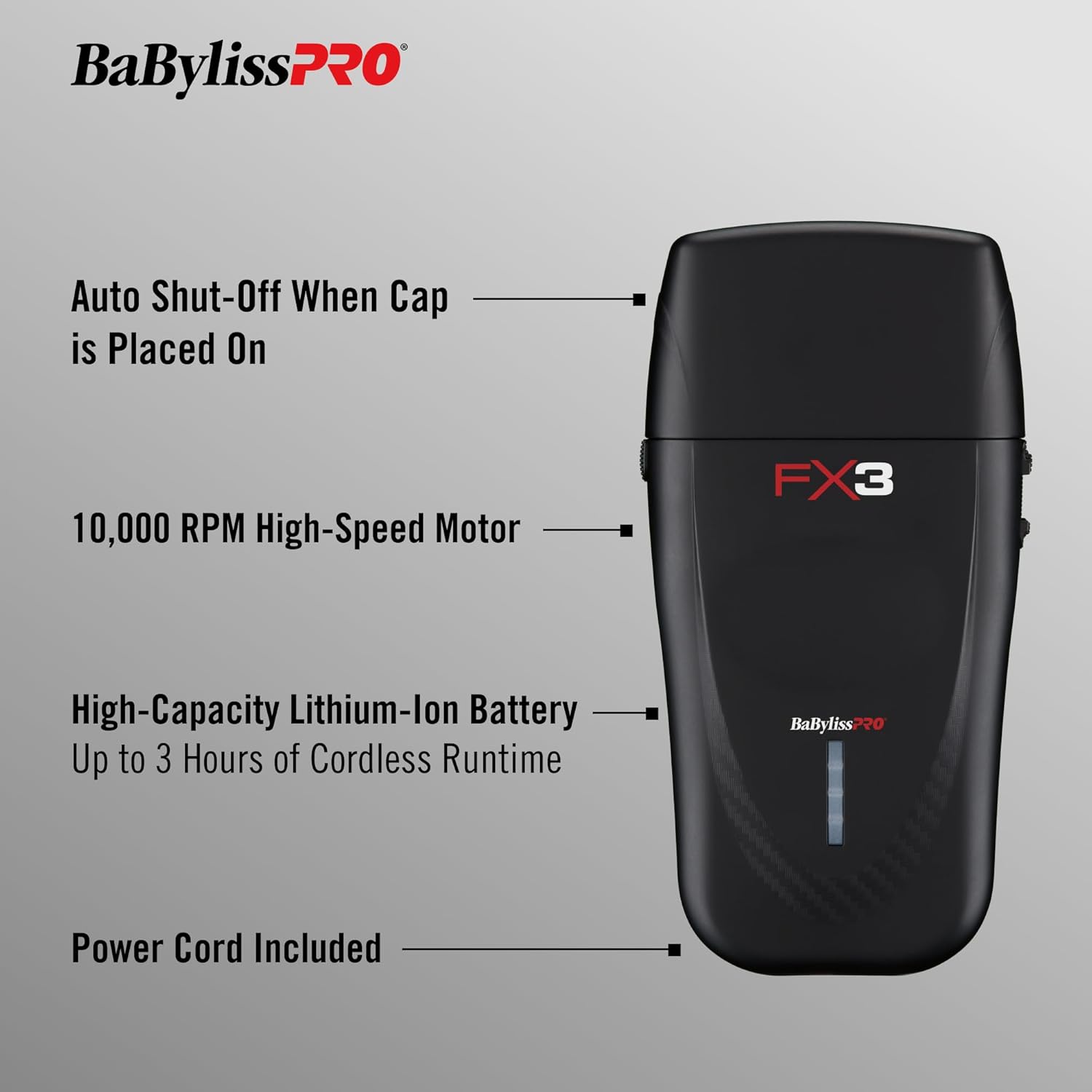 BaBylissPRO FX3 Matte Black Professional High Speed Foil Shaver (FXX3SB) — image 5