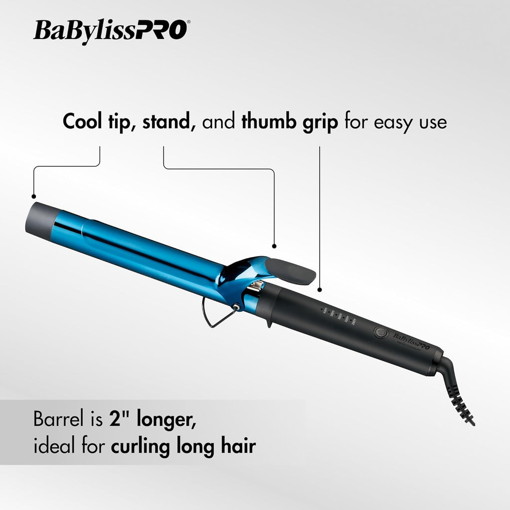 BaBylissPRO Limited Edition Black & Blue Nano Titanium Extended Barrel Curling Iron - 1.25" (BNTWMB125XLUC) — image 5