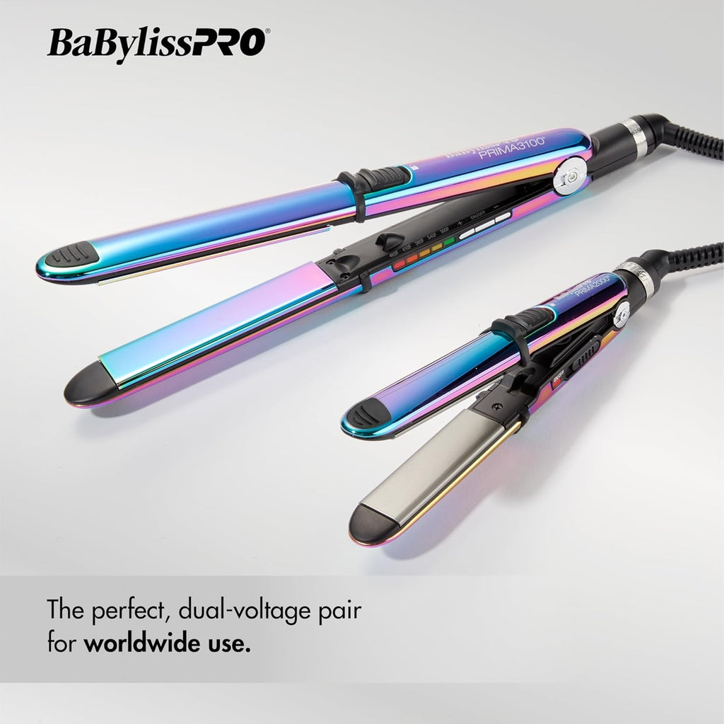BaBylissPRO Limited Edition Nano Titanium Iridescent 1"  Stainless Steel Prima 3000 & 3/4" Prima 2000 Flat Irons Value Set (BNTPK1RB) — image 3