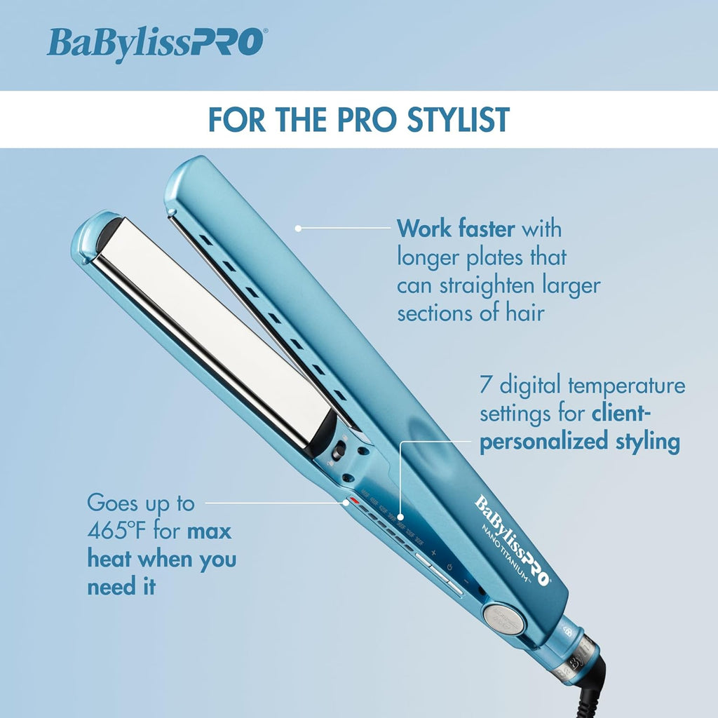 BaBylissPRO Nano Titanium Extended Ionic Flat Iron - 1 1/4" (BNT9091TXL) — image 9