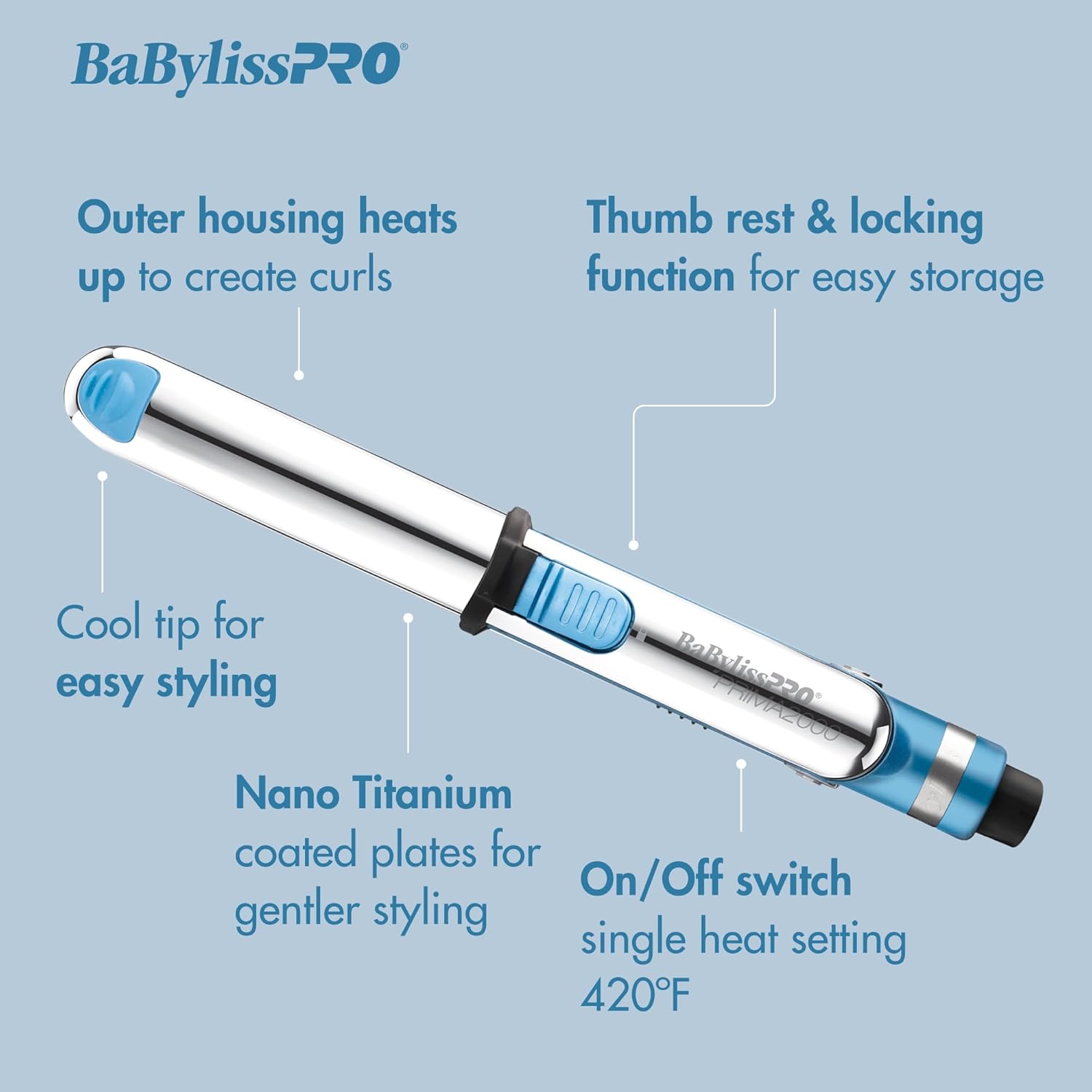 BaBylissPRO Nano Titanium Prima 2000 Mini Flat Iron 3/4" — image 8