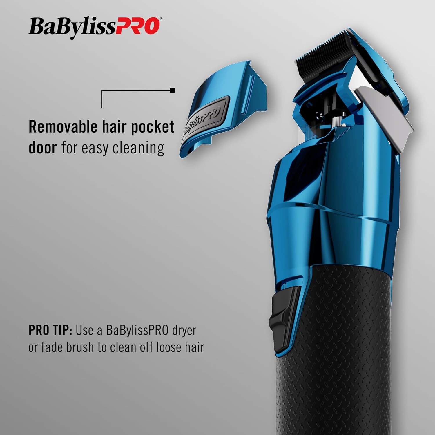 BaBylissPRO FXONE BlueFX Limited Edition Black & Blue All-Metal Interchangeable-Battery Cordless Clipper (FX899BL) — image 12