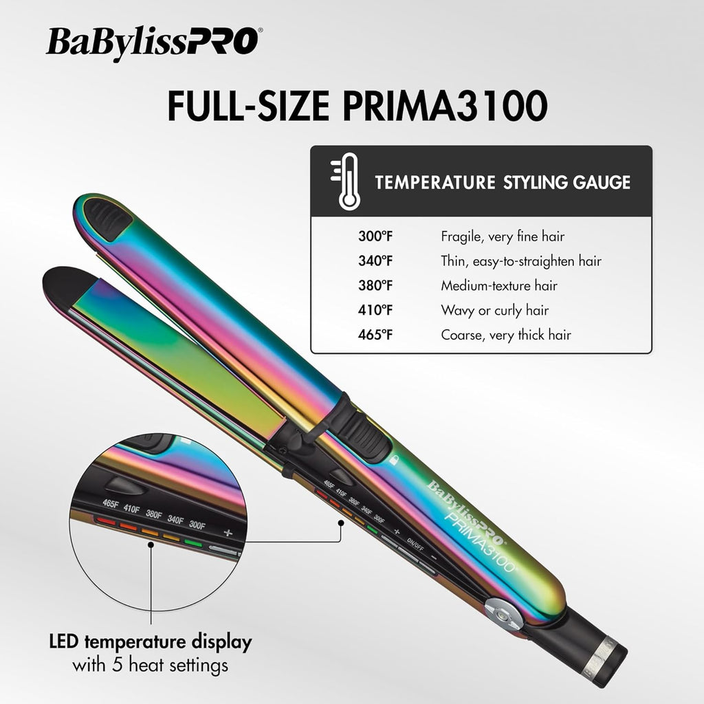 BaBylissPRO Limited Edition Nano Titanium Iridescent 1"  Stainless Steel Prima 3000 & 3/4" Prima 2000 Flat Irons Value Set (BNTPK1RB) — image 7
