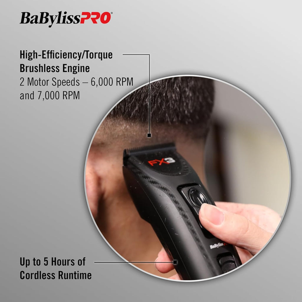 BaBylissPRO FX3 Matte Black Professional High-Torque Cordless Clipper (FXX3CB) + FREE DLC/Titanium Fade Blade (FX903B) — image 7