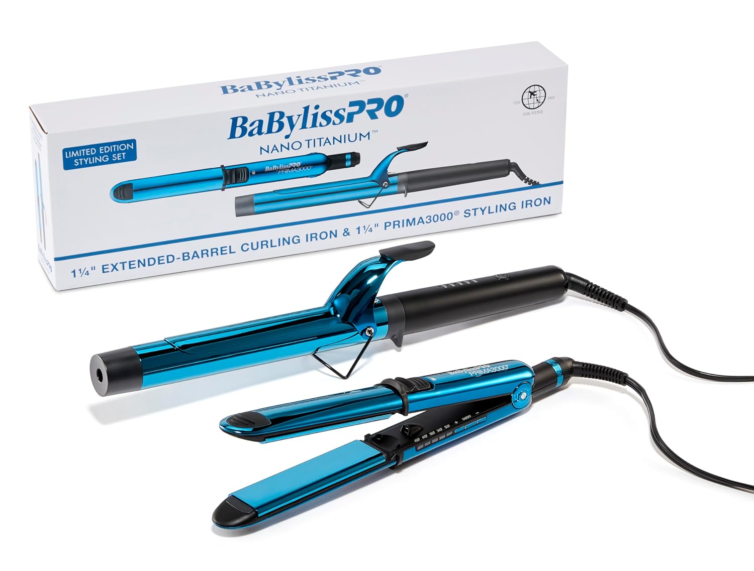 BaBylissPRO Limited Edition Nano Titanium 1.25" Prima Flat Iron & 1.25" Extended-Barrel Curling Iron Styling Set (BNTPP54MB) — image 13