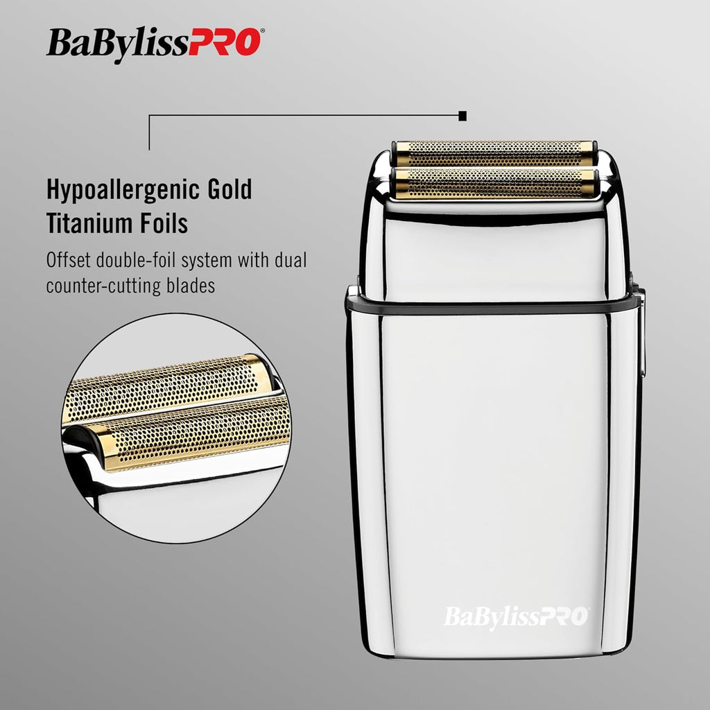 BaBylissPRO Foil FX02 Cordless Chrome Metal Double Foil Shaver (FXFS2) — image 2
