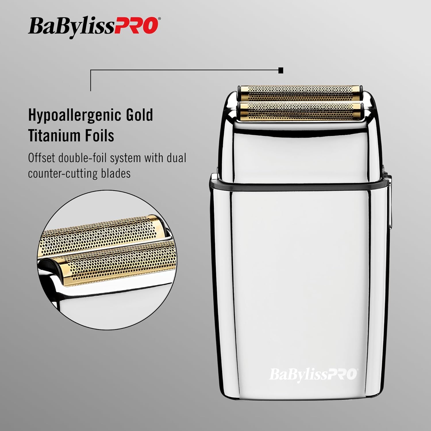 BaBylissPRO Foil FX02 Cordless Chrome Metal Double Foil Shaver (FXFS2) — image 2