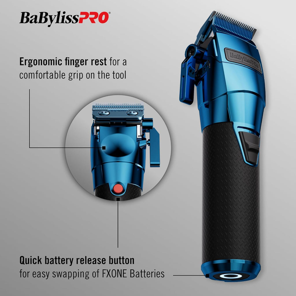 BaBylissPRO FXONE BlueFX Limited Edition Black & Blue All-Metal Interchangeable-Battery Cordless Clipper (FX899BL) — image 11