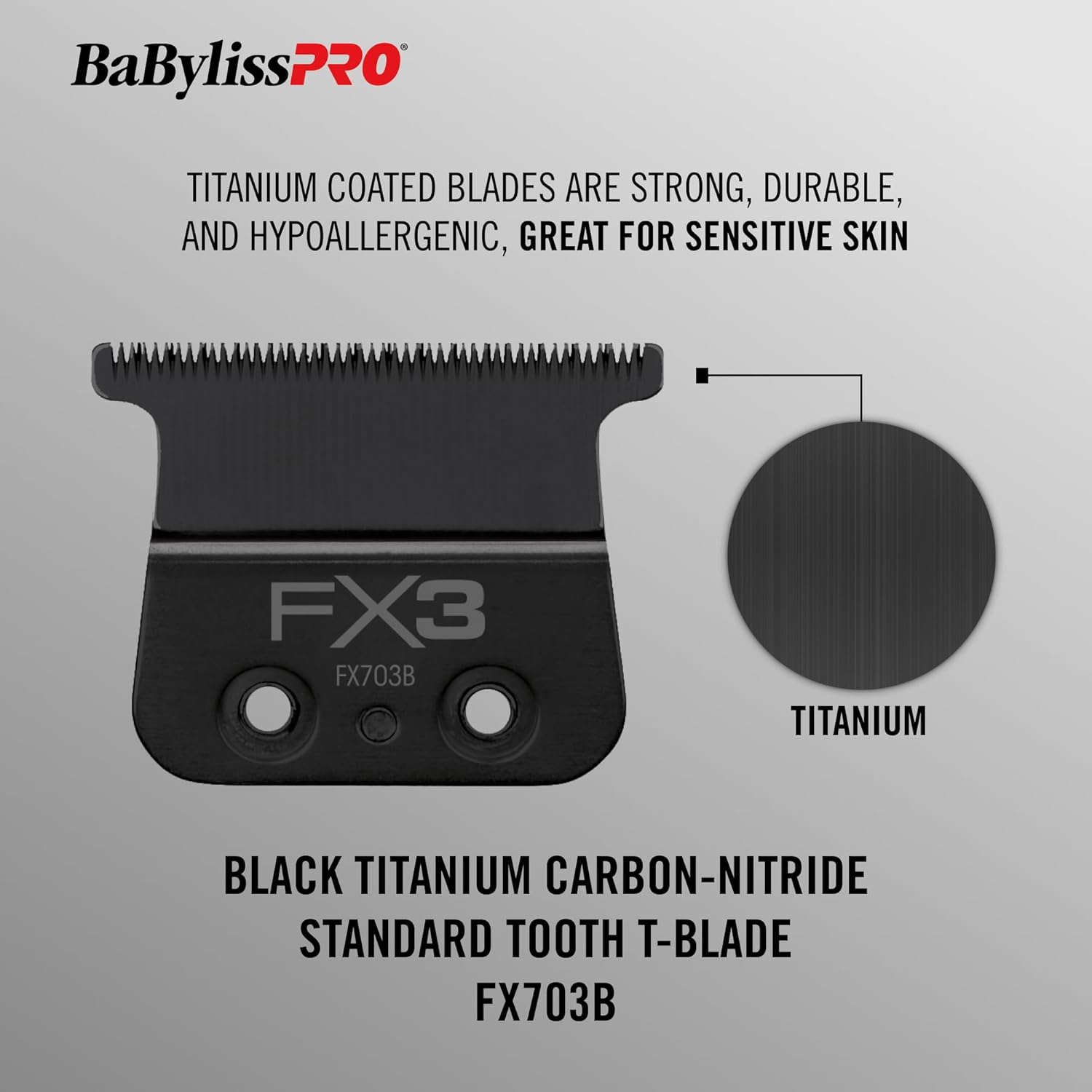 BaBylissPRO FX3 Titanium Carbon-Nitride Standard-Tooth Ultra-Thin Replacement T-Blade (FX703B) — image 5