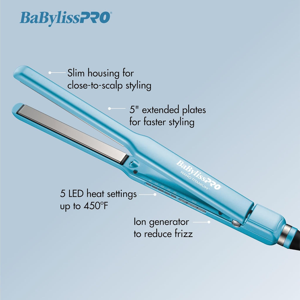 BaBylissPRO Nano Titanium Ultra-Sleek Ionic Flat Iron - 1/2" (BNT4171TUC) — image 5