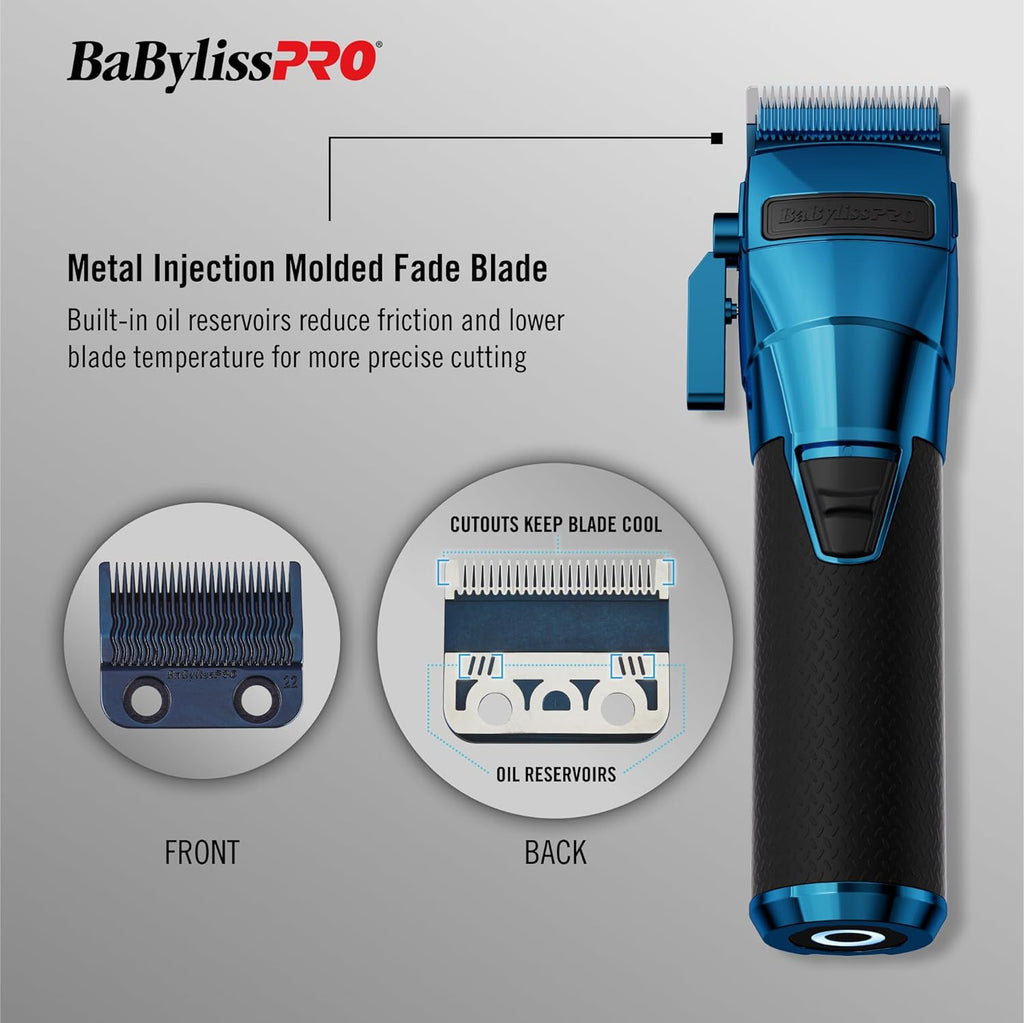 BaBylissPRO FXONE BlueFX Limited Edition Black & Blue All-Metal Interchangeable-Battery Cordless Clipper (FX899BL) — image 10