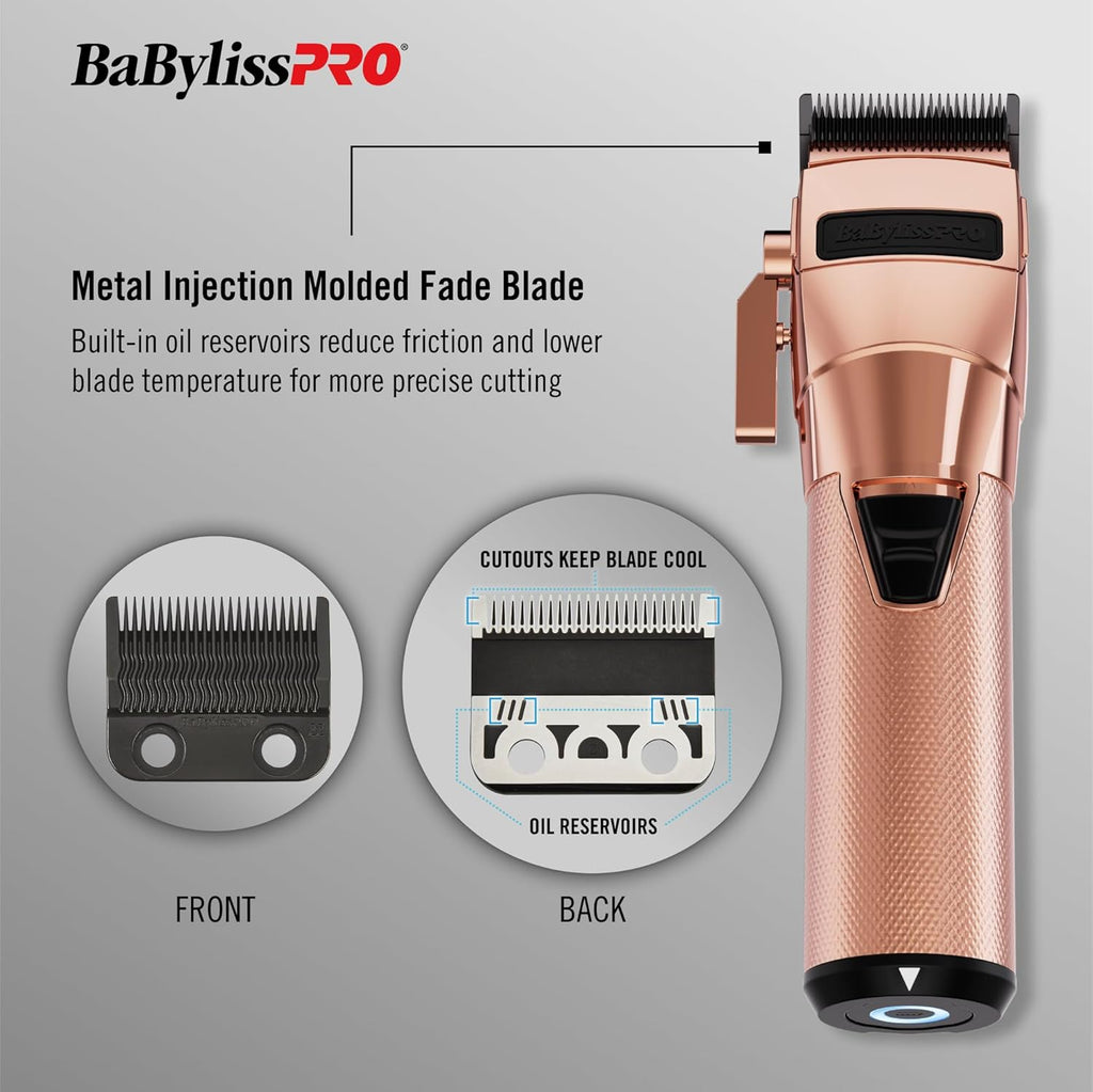 BaBylissPRO FXOne Rose GoldFX All-Metal Interchangeable Battery Cordless Clipper (FX899RG) — image 3