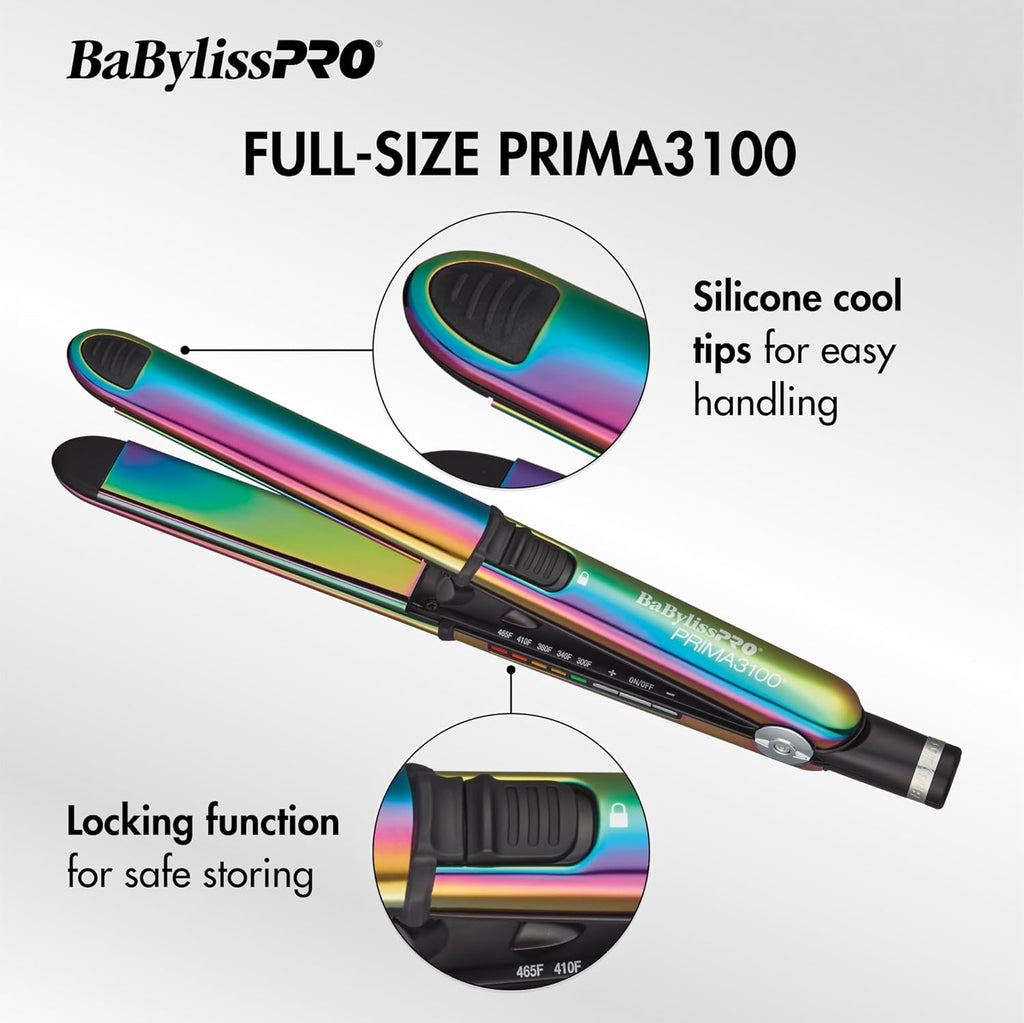 BaBylissPRO Limited Edition Nano Titanium Iridescent 1"  Stainless Steel Prima 3000 & 3/4" Prima 2000 Flat Irons Value Set (BNTPK1RB) — image 6