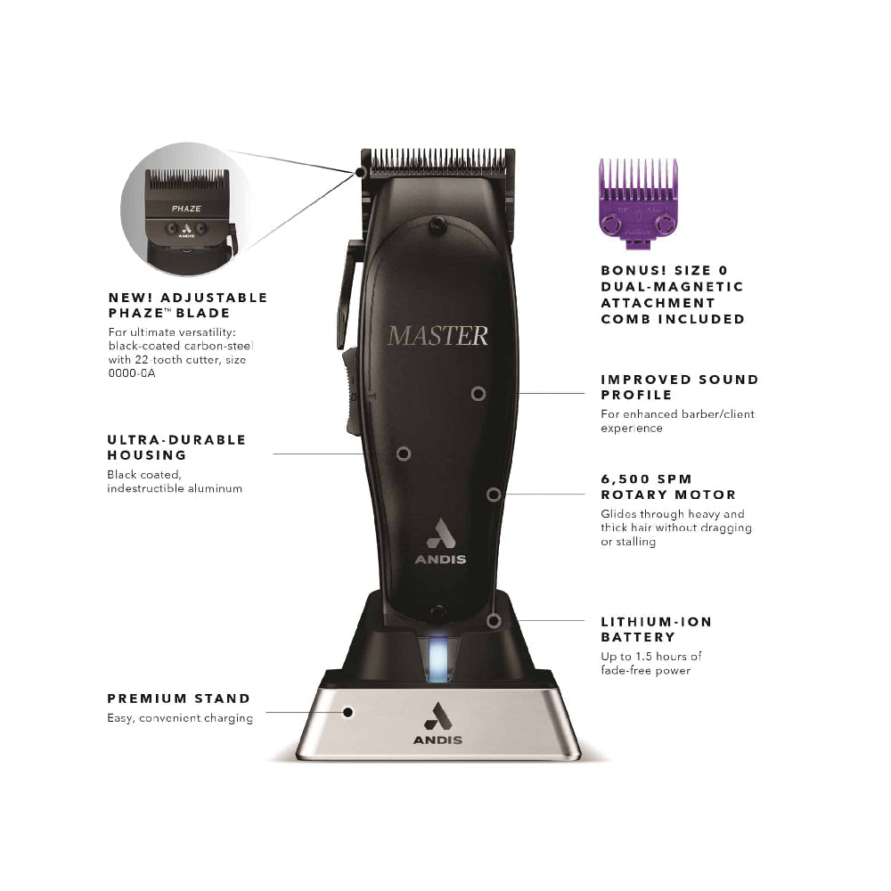 Andis Master Cordless Clipper Black Label Edition w/ Phaze Blade MLC (561895)