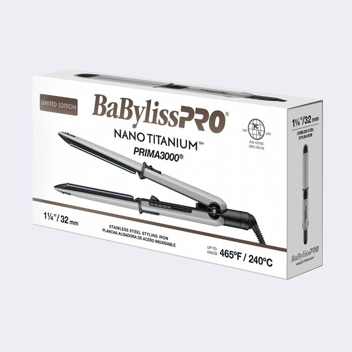 BaBylissPRO Limited Edition 1.25" Nano Titanium Prima 3000 Styling Flat Iron - Grey (BNT3000TGY) — image 5