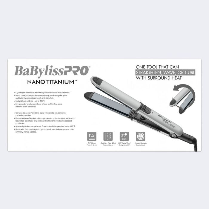 BaBylissPRO Limited Edition 1.25" Nano Titanium Prima 3000 Styling Flat Iron - Grey (BNT3000TGY) — image 6