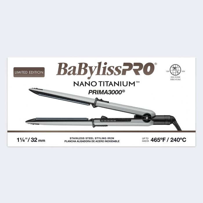 BaBylissPRO Limited Edition 1.25" Nano Titanium Prima 3000 Styling Flat Iron - Grey (BNT3000TGY) — image 4