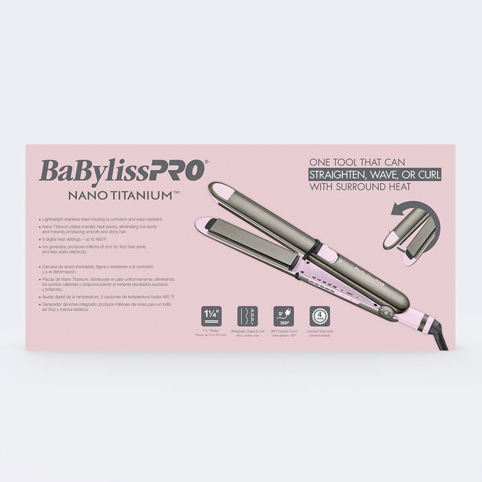 BaBylissPRO Limited Edition Nano Titanium Prima 3000 Stainless Steel Flat Iron - Pink (BNT3000TPK) — image 6
