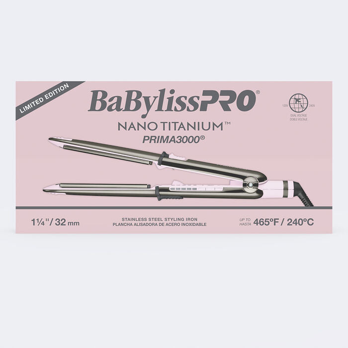BaBylissPRO Limited Edition Nano Titanium Prima 3000 Stainless Steel Flat Iron - Pink (BNT3000TPK) — image 4