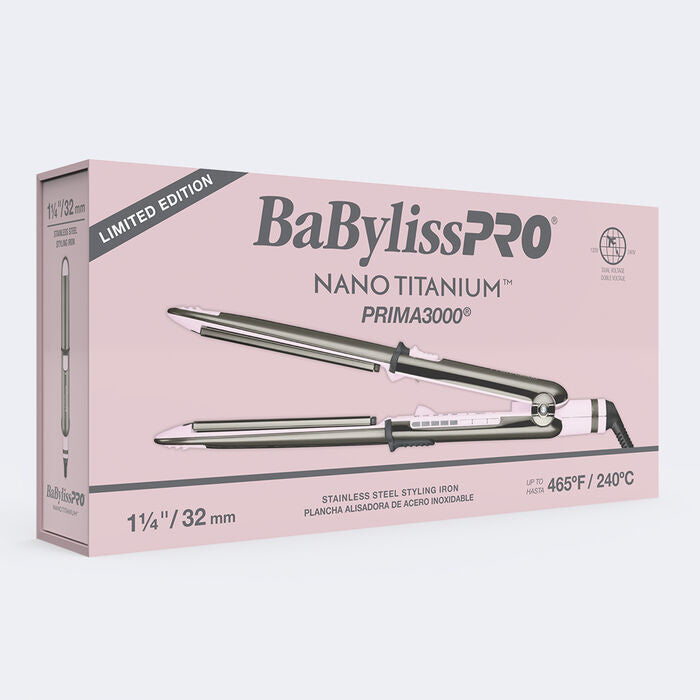 BaBylissPRO Limited Edition Nano Titanium Prima 3000 Stainless Steel Flat Iron - Pink (BNT3000TPK) — image 5
