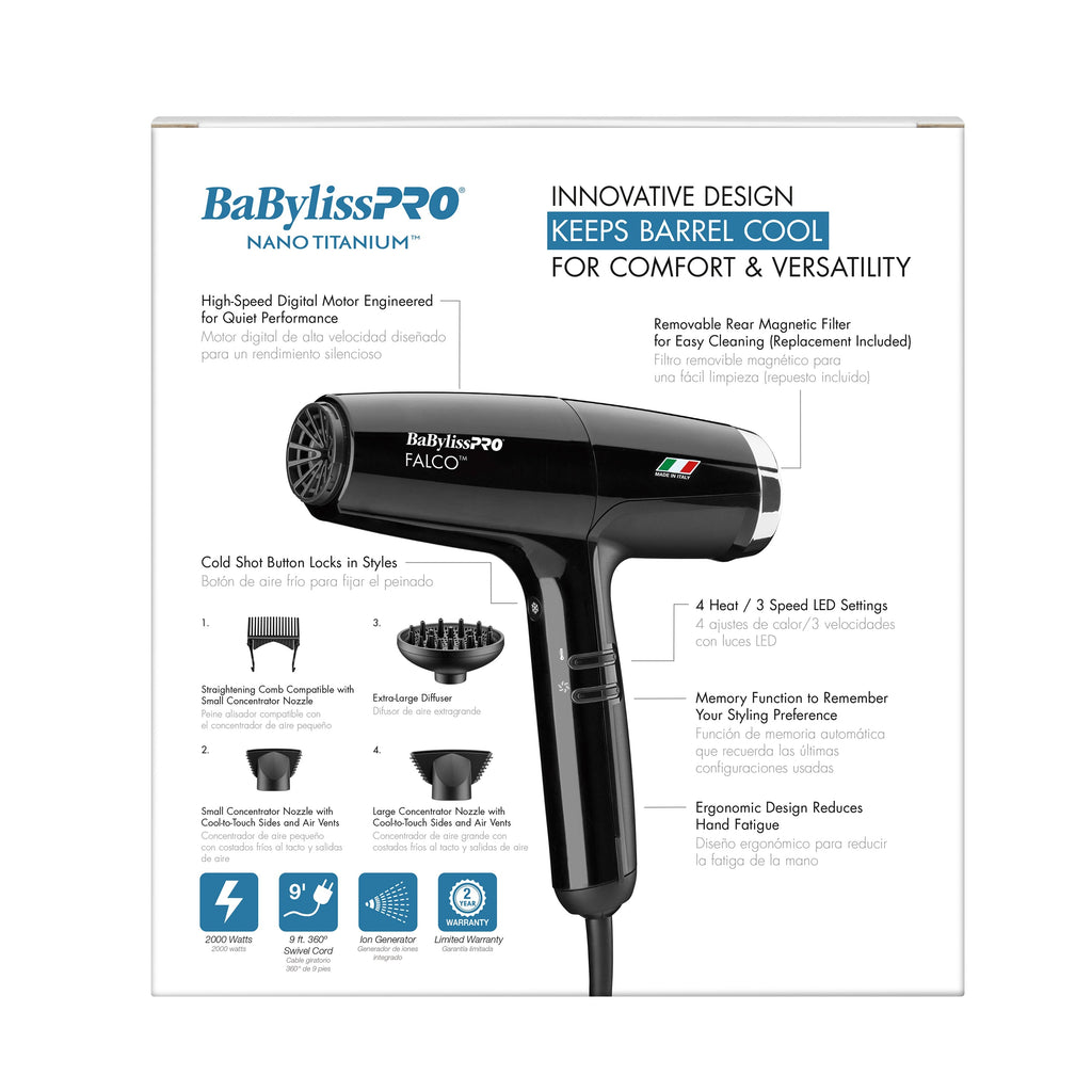BaBylissPRO Nano Titanium Professional Italian High-Speed Falco Hair Dryer (BNT8550) — image 10