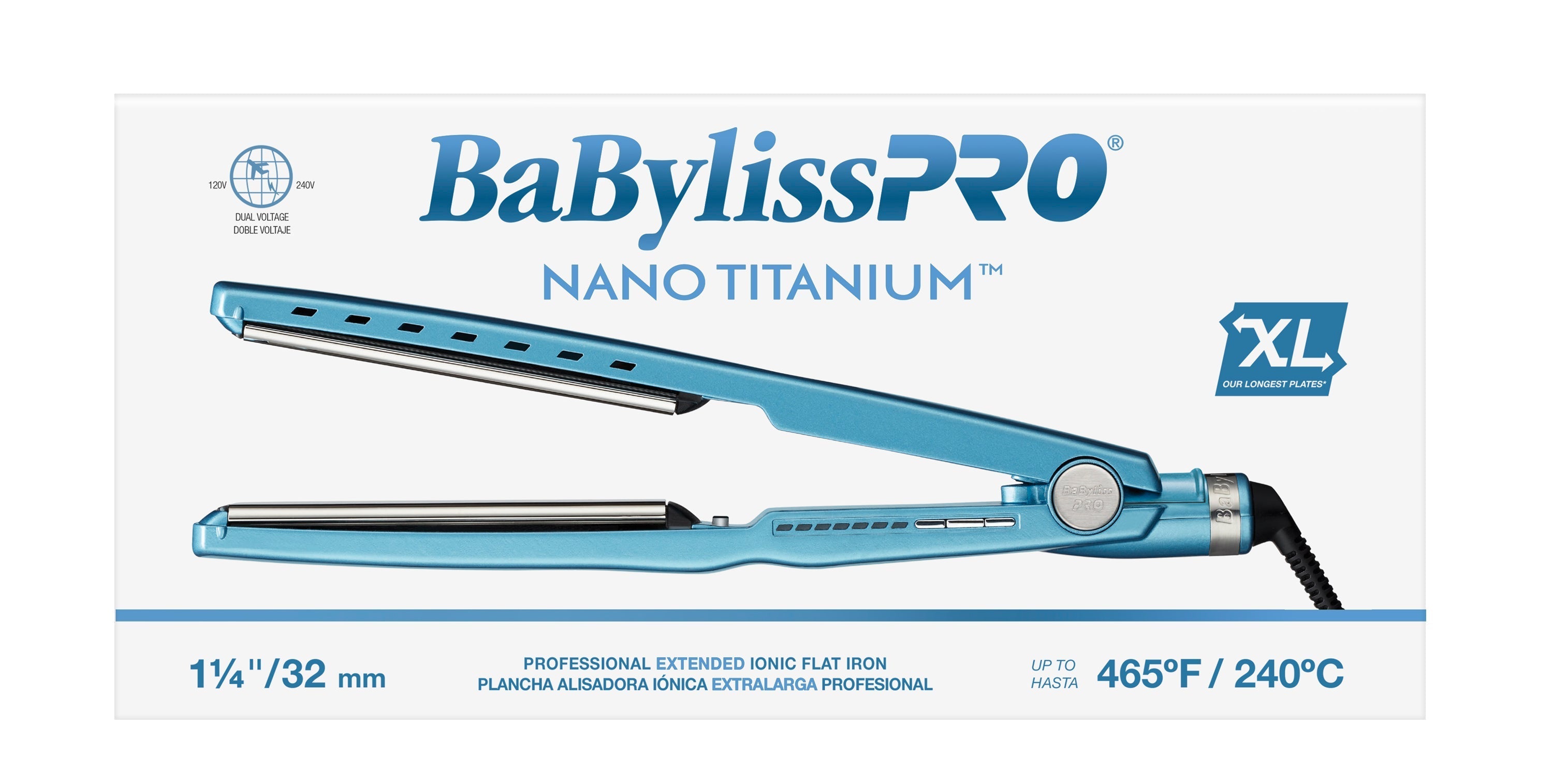 BaBylissPRO Nano Titanium Extended Ionic Flat Iron - 1 1/4" (BNT9091TXL) — image 5