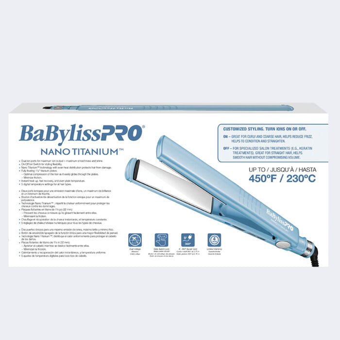 BaBylissPRO Nano Titanium Dual Ionic Flat Iron - 1 1/4" (BNT9125TUC) — image 6