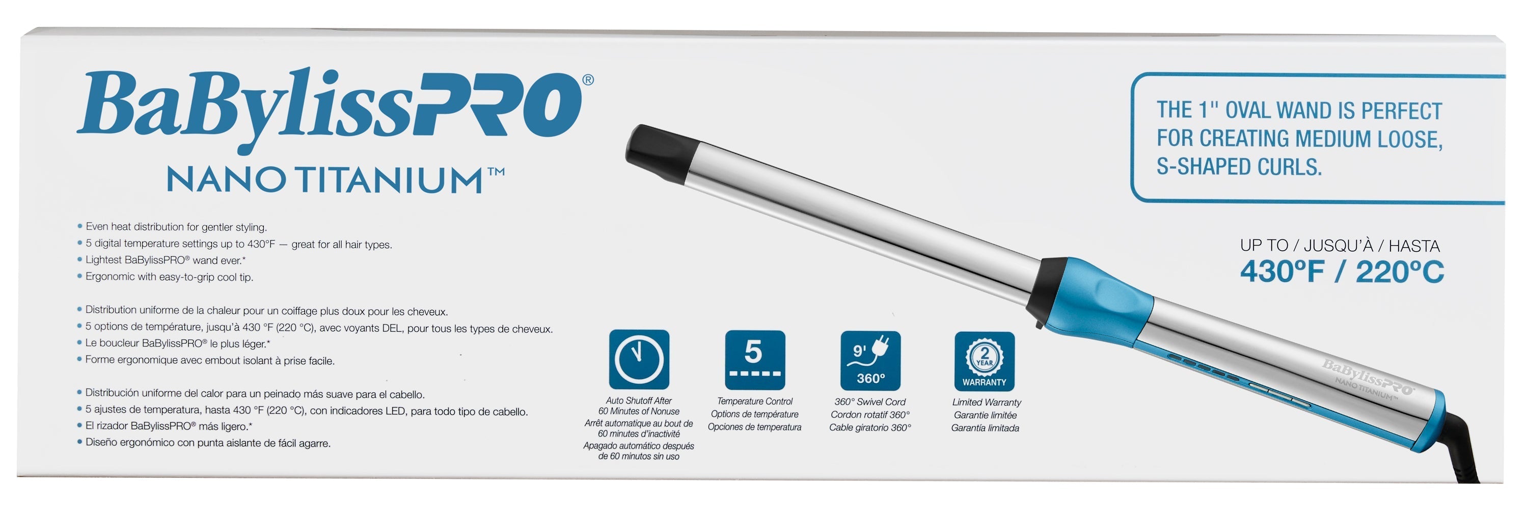 BaBylissPRO Nano Titanium Oval Barrel Curling Wand — image 7