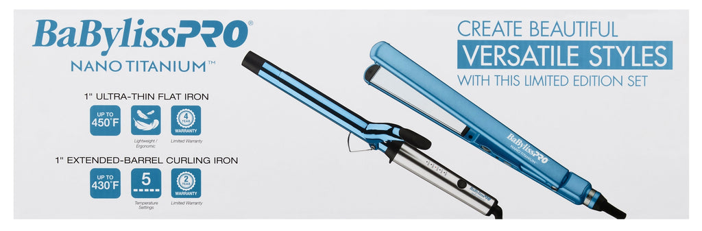 BaBylissPRO Nano Titanium 1" Extended Barrel Curling Iron & 1" Ultra-Thin Flat Iron Value Pack (BNTPP62UC) — image 3