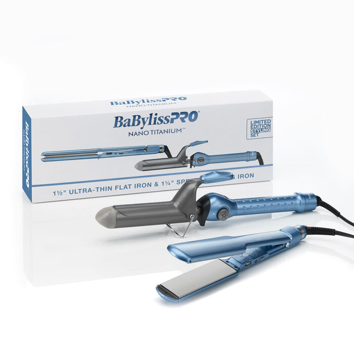 BaBylissPRO Nano Titanium Limited Edition 1.5" Ultra-Thin Flat Iron (BNT4073TUC) + 1.25" Spring Curling Iron (BNT125S) Value Pack (BNTPP69) — image 4