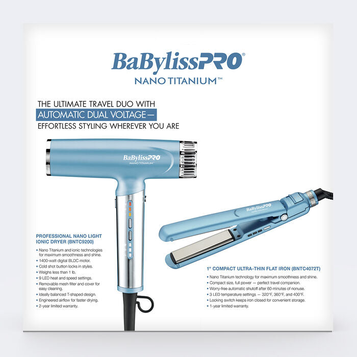 BaBylissPRO Limited Edition Nano Titanium Nano Light Ionic Dryer + FREE 1" Compact Ultra-Thin Flat Iron Value Set (BNTPP79) — image 4