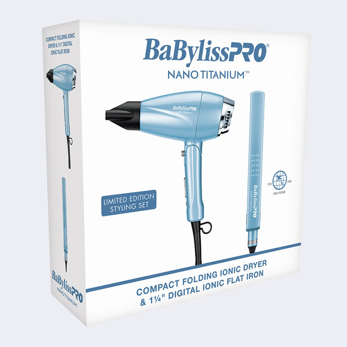 BaBylissPRO Nano Titanium Limited Edition Compact Folding Ionic Dryer & 1.25" Digital Ionic Flat Iron Bundle (BNTPP81) — image 4
