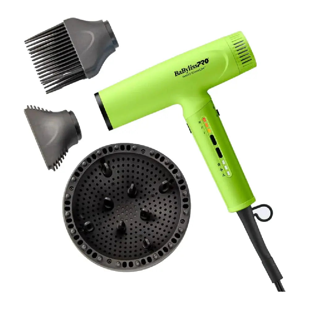BaBylissPRO Nano Titanium Light Ionic High Speed Hair Dryer - Neon Yellow (BNTC9200NY)