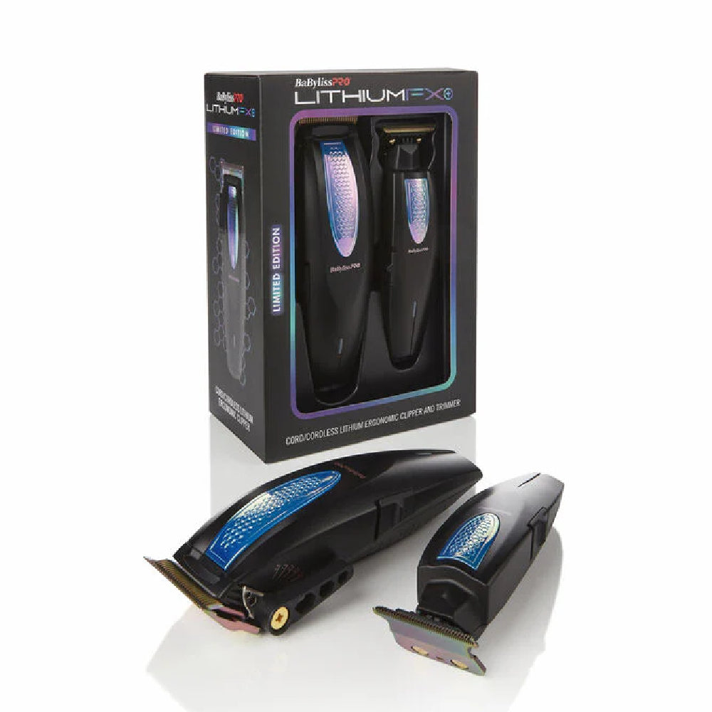 BaByliss Pro Limited Edition Iridescent Lithium FX+ Cord/Cordless Ergonomic Clipper & Trimmer Set (FX73HOLPKRB) — image 8