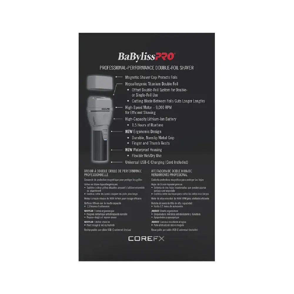 Babyliss Pro CoreFX Cordless Double Foil Shaver (FX75FS2)