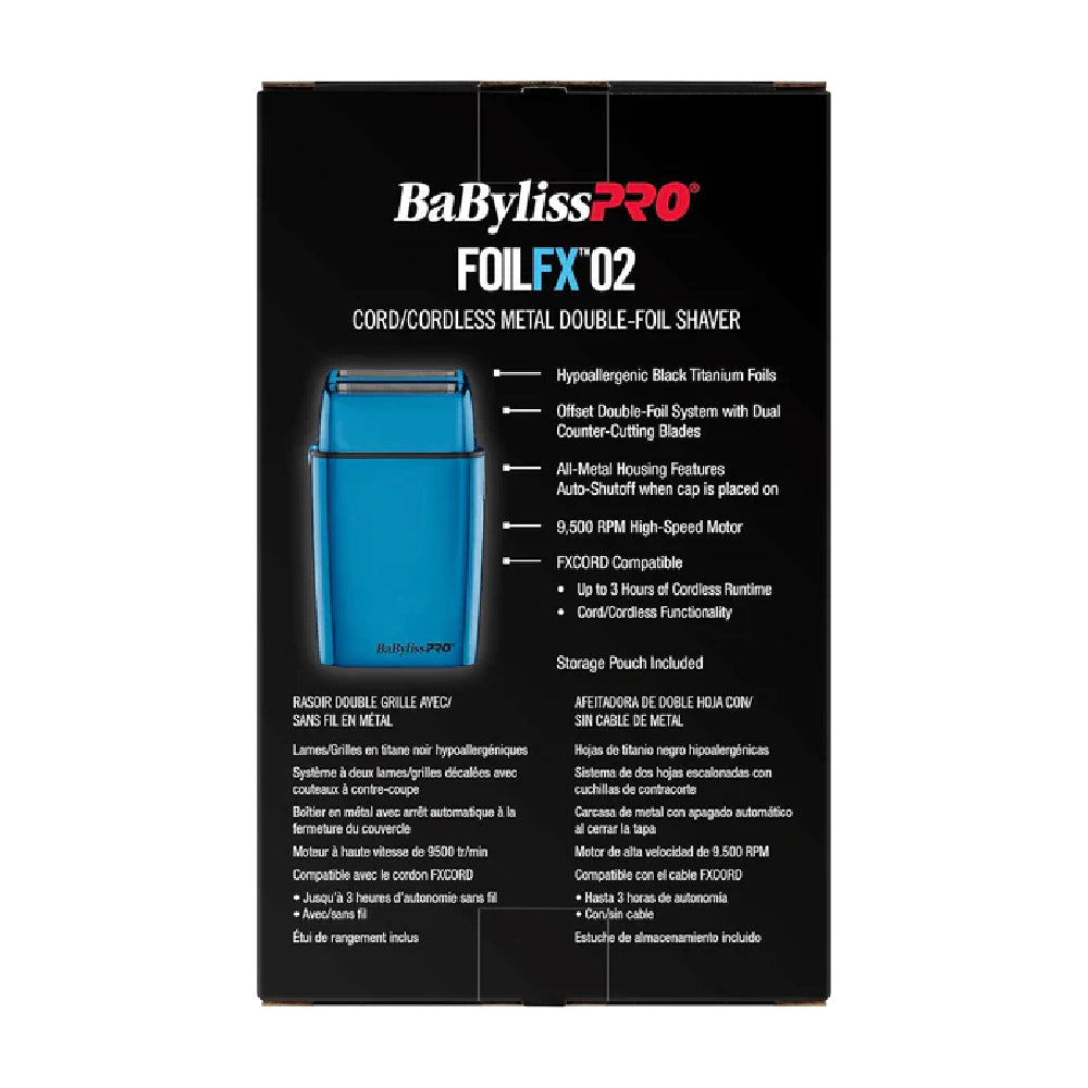 Babyliss Pro FOILFX02 Cord/Cordless Metal Double Foil Shaver - Blue (FXFS2BL) — image 5