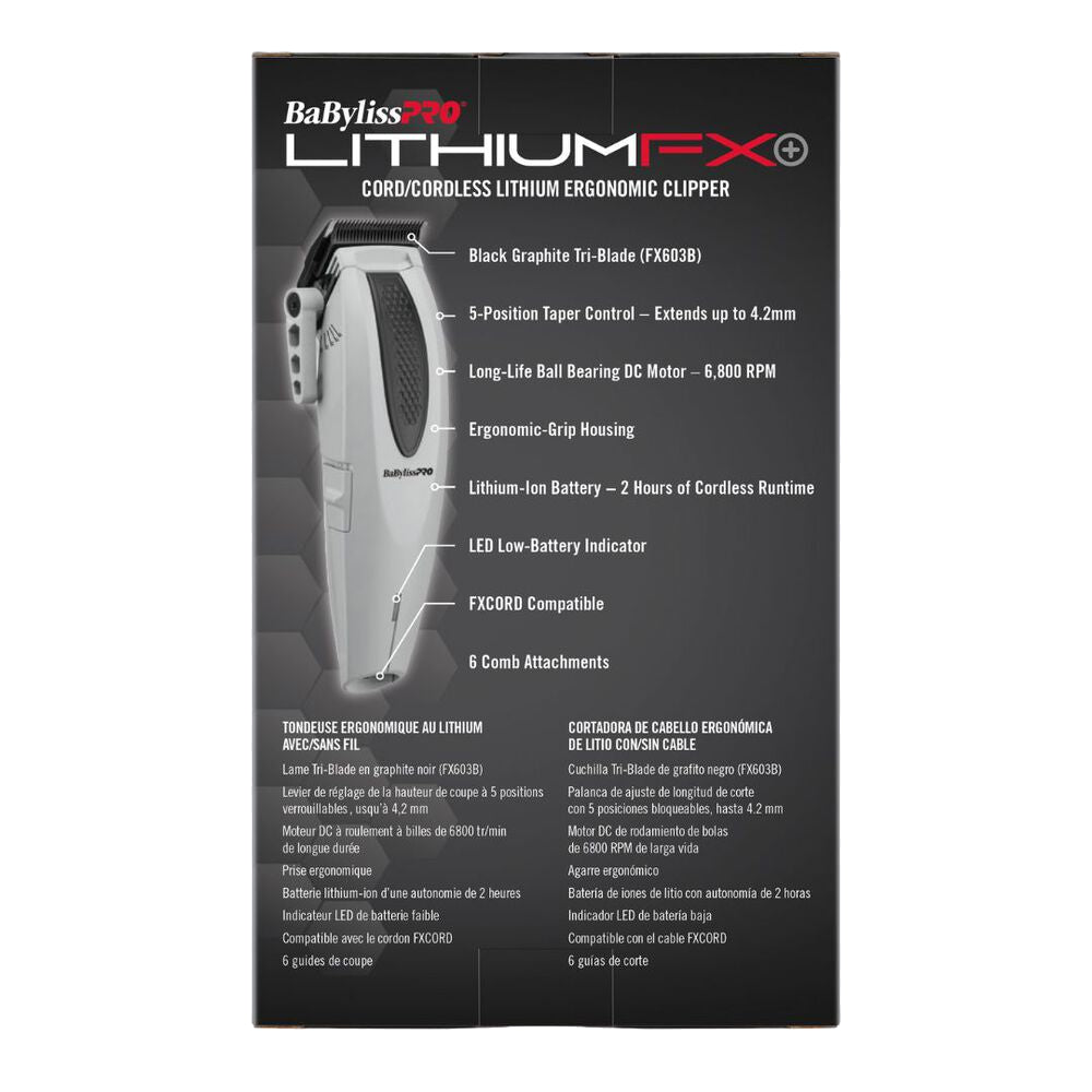 Babyliss Pro Limited Edition Lithium FX Cordless Ergonomic Clipper + Trimmer - Grey  (Combo) (FX673NSGY + FX773NGY) — image 9