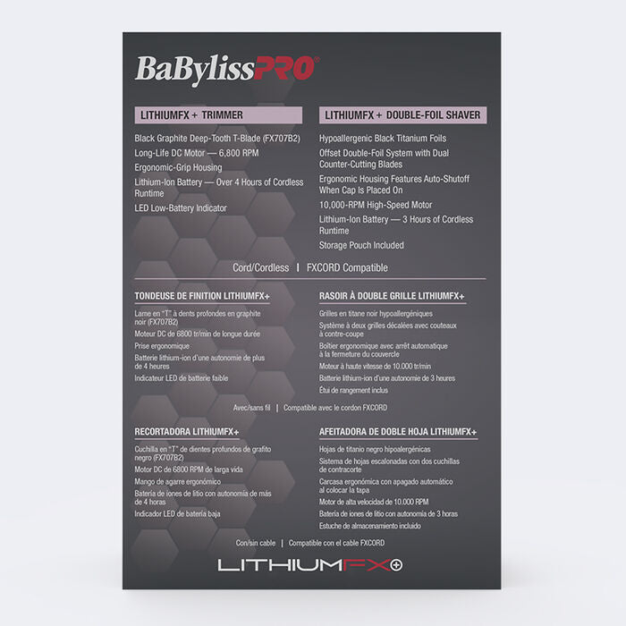 BaBylissPRO Limited Edition LithiumFX+ Trimmer & Double Foil Shaver Value Set - Pink (FX73FSTPKMP) — image 9