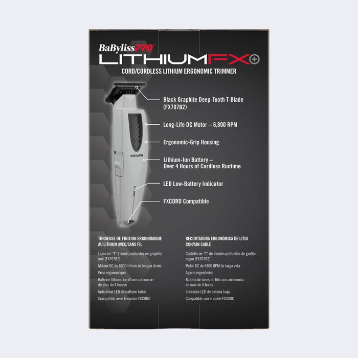 BaBylissPRO Limited Edition LithiumFX+ Lithium Ergonomic Cord/Cordless Trimmer (FX773NGY) — image 8