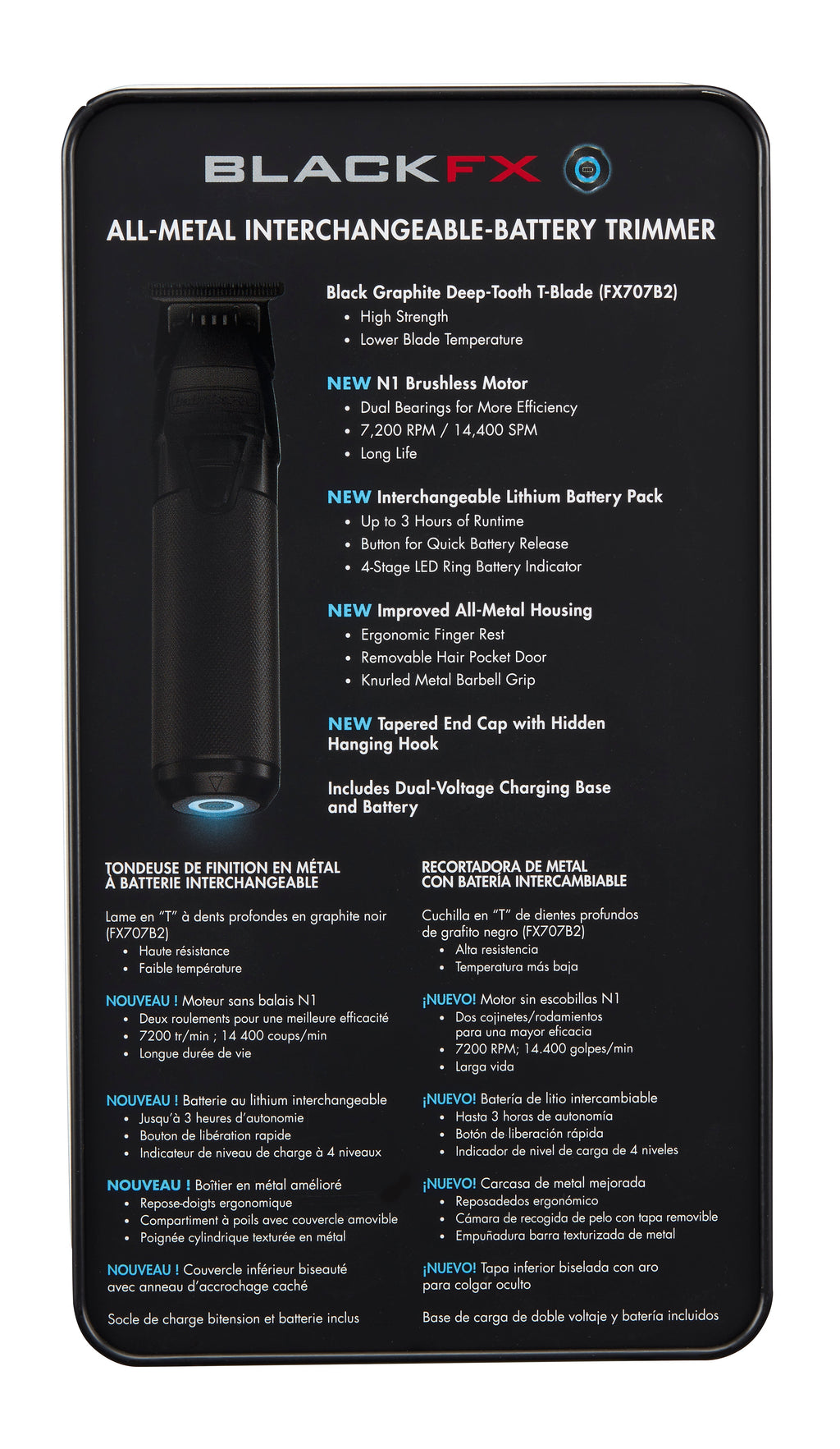 BaBylissPRO FXONE BLACKFX All-Metal Interchangeable-Battery Cordless Trimmer (FX799MB) — image 7
