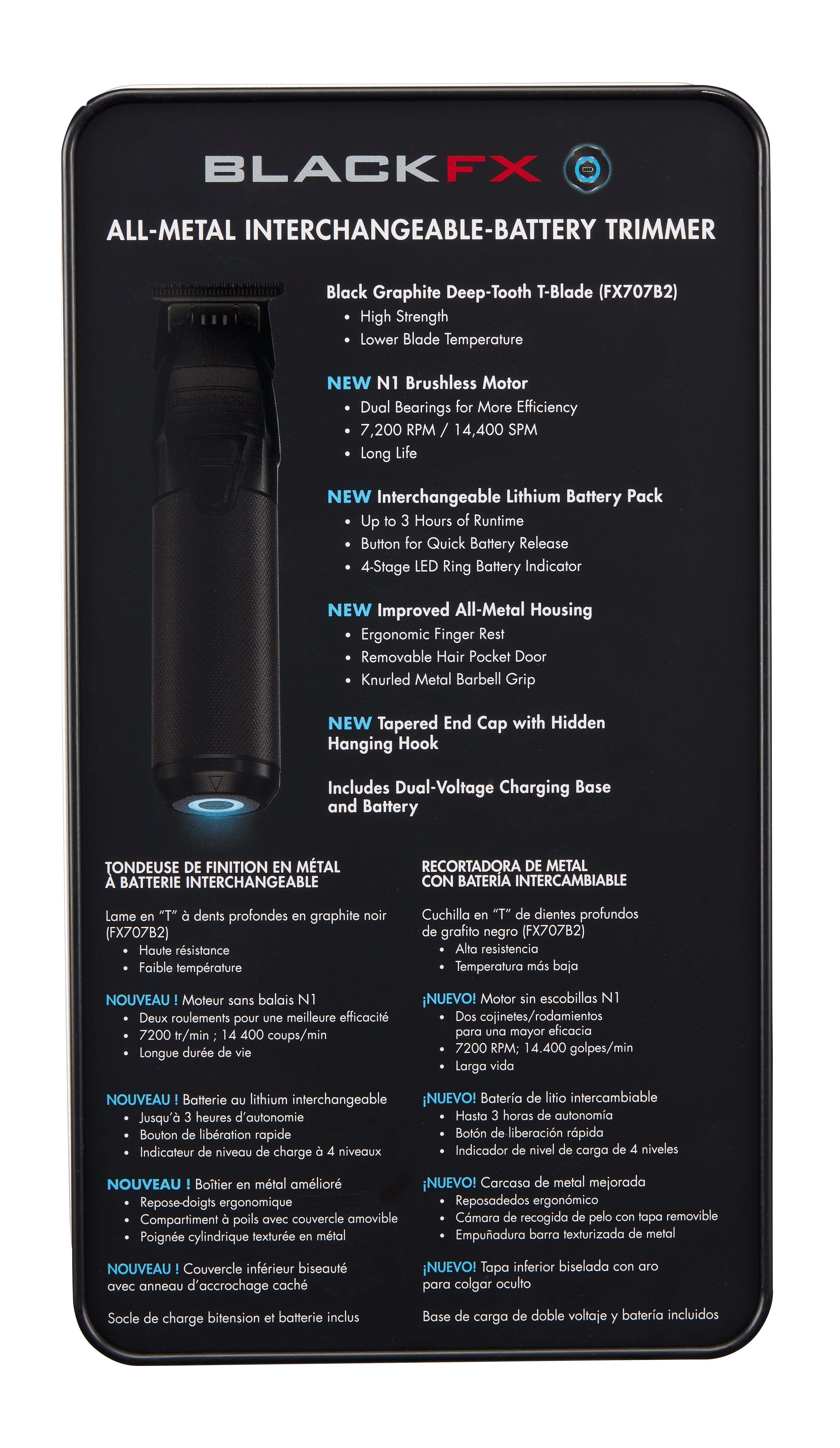 BaBylissPRO FXONE BLACKFX All-Metal Interchangeable-Battery Cordless Trimmer (FX799MB) — image 7