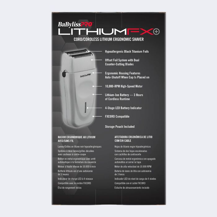 BaBylissPRO Limited Edition LithiumFX+ Lithium Ergonomic Cord/Cordless Double Foil Shaver - Grey (FXFS573GY) — image 7
