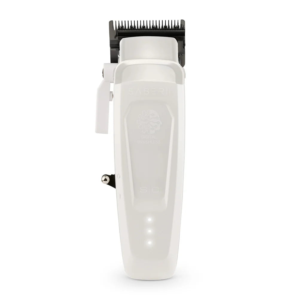 StyleCraft Limited Edition Saber II Cordless Digital Brushless Motor Clipper + Trimmer - White (SC619/SC421W) (Combo)